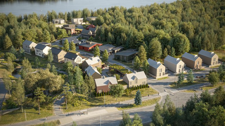 Oulun Hartaanselän asuntomessualueen mallinnuskuva.