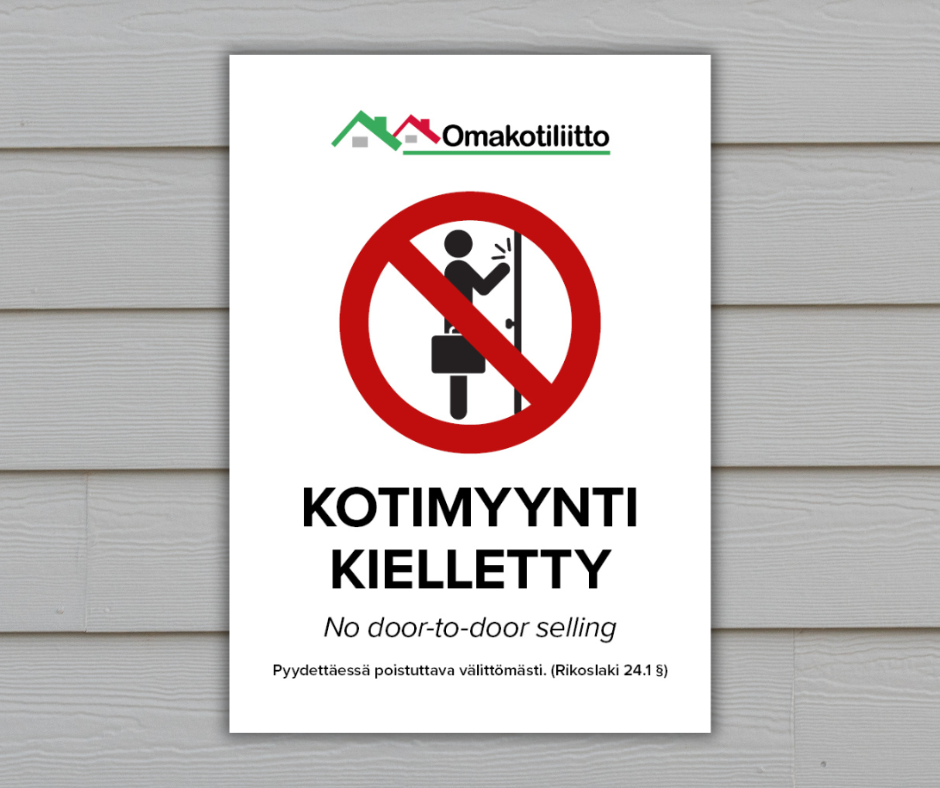 Kotimyynti kielletty -kyltti